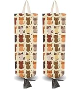 PRESSINART 2Pcs Cat Plastic Bag Holder Grocery Bag Holder Dispenser with 4Pcs Adhesive Hooks Cute...
