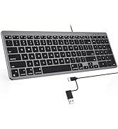 OMOTON Wired Keyboard Compatible with Mac, with Dual Interface (USB and Type-C), Numeric Keypad C...