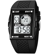 FANMIS Men's Rectangle Dial Sports Wrist Watches with 7 Colors Optional LED Backlight Multifuncti...