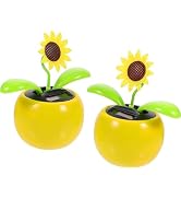 Rosojodg 2Pcs Yellow Floral Solar-Powered Waving Figurines - Car - General
