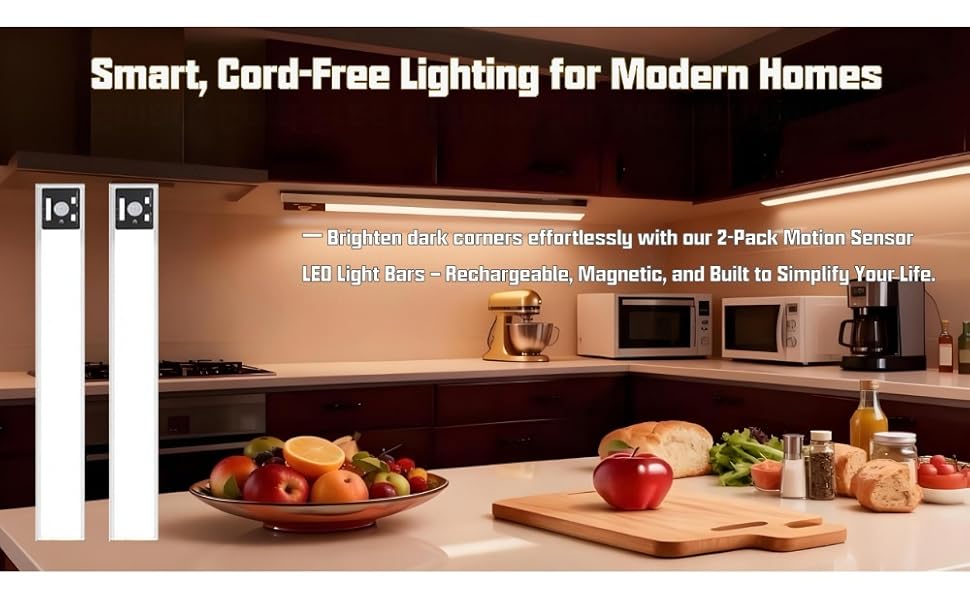 motion sensor light indoor, rechargeable LED, magnetic installation, USB-C light, wireless lighting