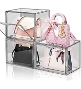 DILIBRA Set of 3 Plastic Purse Storage Organizer for Closet, Acrylic Display Case for Purse and H...