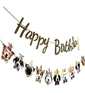 Dog Birthday Garland Funny Happy Birthday Banner Decor Puppy Face Bday Party Bunting Decorations ...