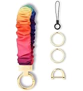 WEESMILE Keychain Wristlet, Stretchy Key Chain for Car Keys with D ring, Cute Scrunchie Wrist Bra...