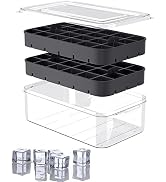 Ice Cube Tray with Lid and Bin, ROTTAY Ice Trays for Freezer, Easy-release 2x24 Small Nugget Sili...