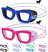 Vvinca Kids Swim Goggles, 2 Pack Toddlers Swimming Goggles Bungee Strap No Hair Pulling Anti-Fog/...