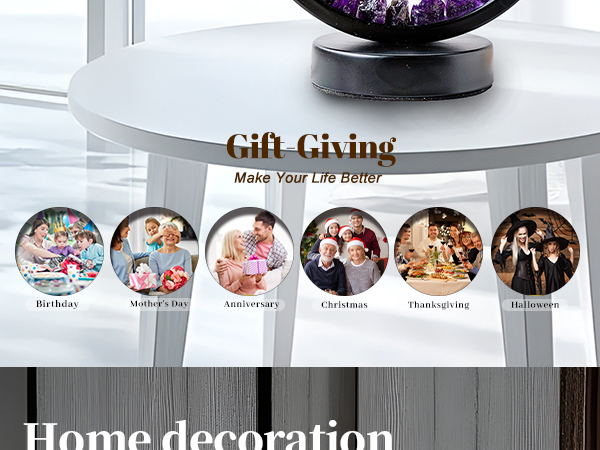 Raw Amethyst Round Table Lamp
