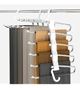 Pants Hangers Space Saving, 2 Pack Closet Organizer, Anti-Slip, Stainless Steel Pants Rack,White
