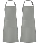 Syntus 2 Pack Adjustable Bib Apron Waterdrop Resistant with 2 Pockets Cooking Kitchen Aprons for ...