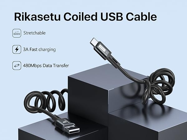 Coiled USB C Cable
