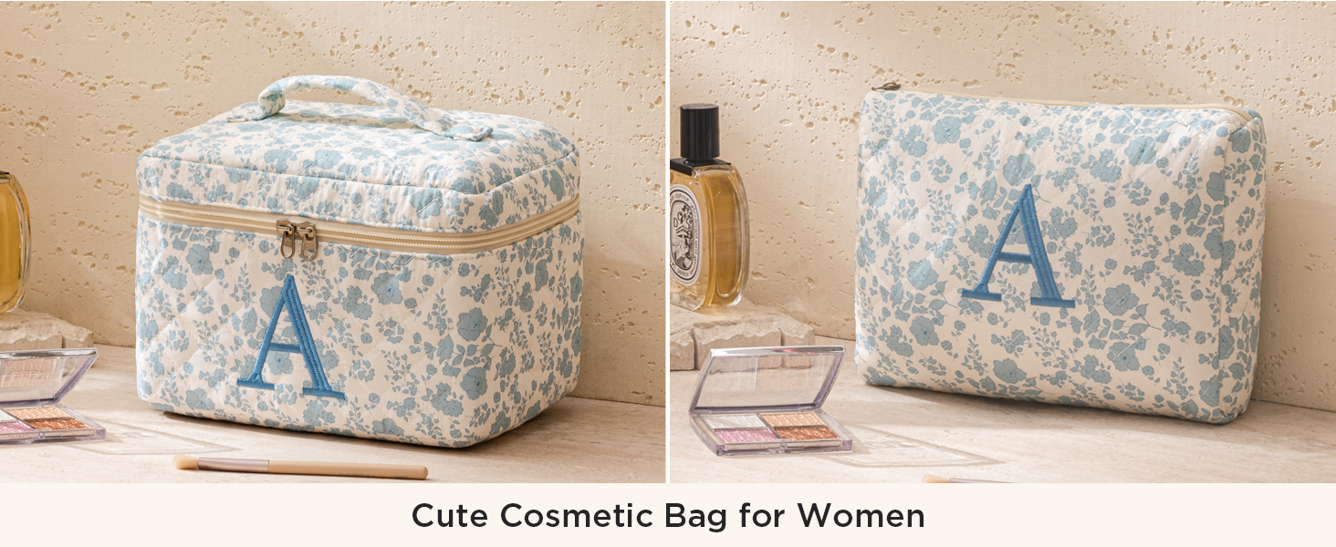 Personalized Makeup Bag travel makeup bag cute makeup bag quilted makeup bag initial makeup bag