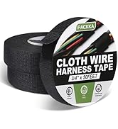 PACKKA Wire Harness Tape 3/4” x 50’ (3 Rolls) Self-Adhesive Fabric Tape Black Electrical Tape for...
