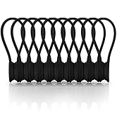 Kanemc Black Magnetic Cable Ties 10-Pack, Silicone Cord Twist Ties Magnet Strap For Charging Wire...
