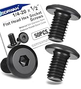 50PCS 1/4"-20 x 1/2" Flat Head Socket Cap Screws, 304 Stainless Steel | Black zinc plated finish,...
