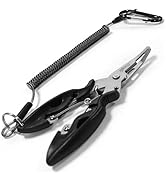 Bneajix 5 Inch Luya Mini Fishing Pliers, Multi-Function Curved Nose Hook Remover, Safety Lock Des...