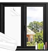 Privacy Window Film Total Blackout Cover, 100% Light Blocking Window Tint Static Cling Sun Blocki...