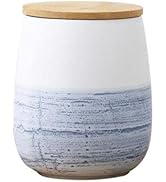 Food Storage Jar White Ceramic Food storage canister with Airtight Wooden Lid for serving Coffee,...