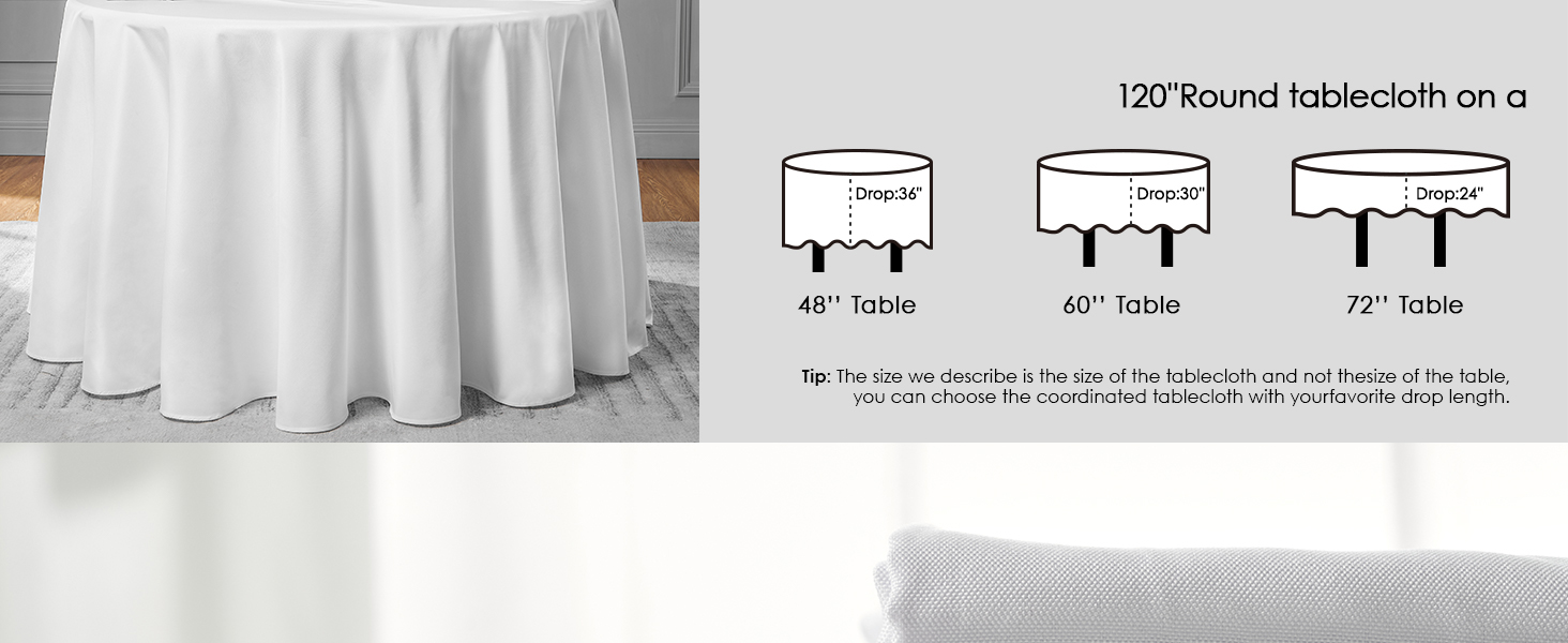 120 inch white tablecloth
