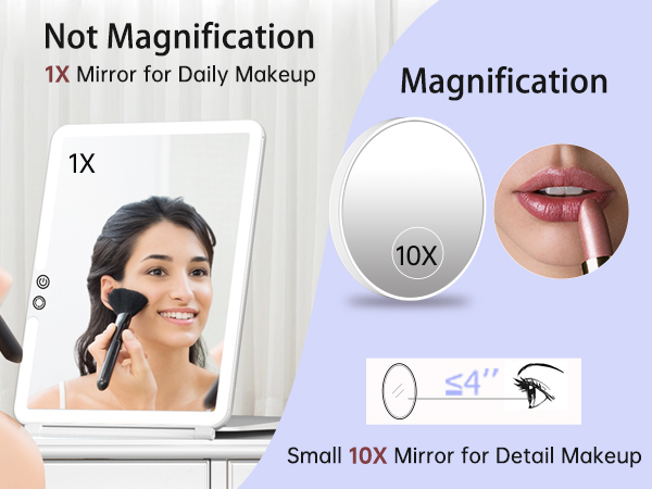 travel mirror with 10X Magnifying Mirror