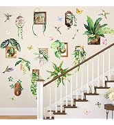 Tanlaby 3D Plant Wall Decals Green Hanging Potted Plants Wall Stickers Peel and Stick Removable W...