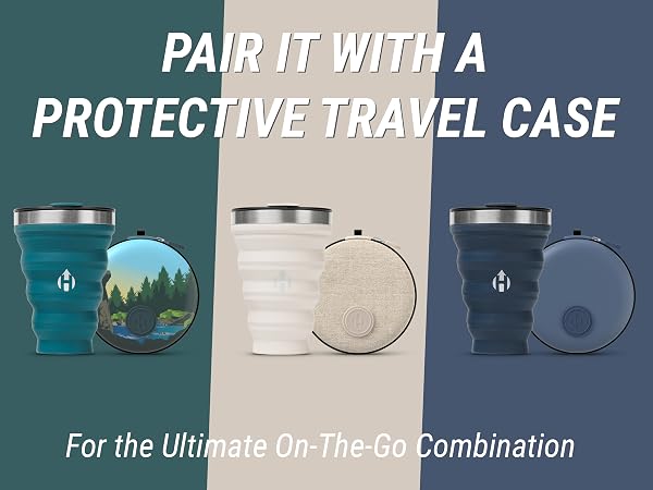 HYDAWAY collapsible tumbler paired with protective travel carrying case is the best on the go combo
