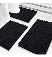 Arotive Chenille Bathroom Rugs Set 3 Piece, Extra Soft Absorbent Shaggy Bath Mat and U-Shaped Con...