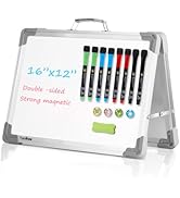 Small Dry Erase White Board – TANKEE Magnetic Desktop Foldable Whiteboard Portable Mini Easel Dou...