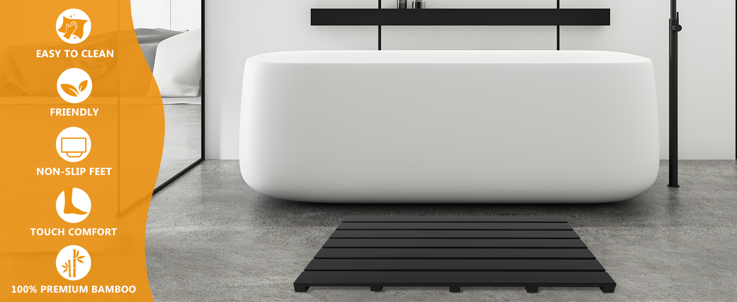 black bath mat