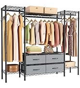 Large Garment Rack Heavy Duty Clothes Rack,Freestanding Closet Portable Clothing Rack with 8 Adju...