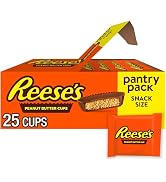 REESE'S Milk Chocolate Snack Size Peanut Butter Cups, Candy Pantry Pack, 13.75 oz (25 Pieces)
