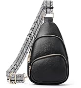 RNIEGA Small Sling Bag for Women, Vegan Leather Crossbody Fanny Packs Chest Bag With Guitar Strap