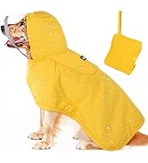 SlowTon Dog Raincoat, Adjustable Dog Rain Jacket Clear Hooded Double Layer, Waterproof Dog Poncho...