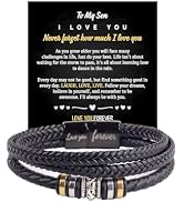 ZenVib To My Son Bracelet From Mom, Love You Forever Linked Together Knot Beaded Handmade Leather...