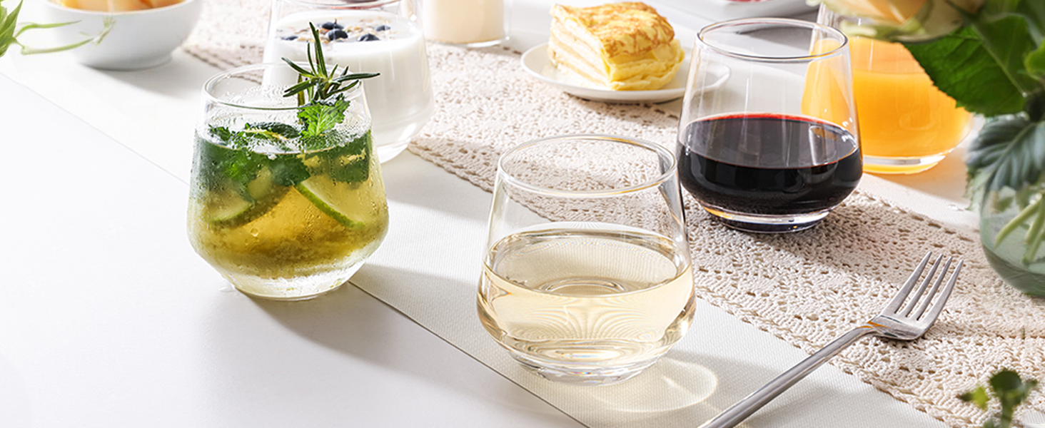 Stemless Wine Glasses Set