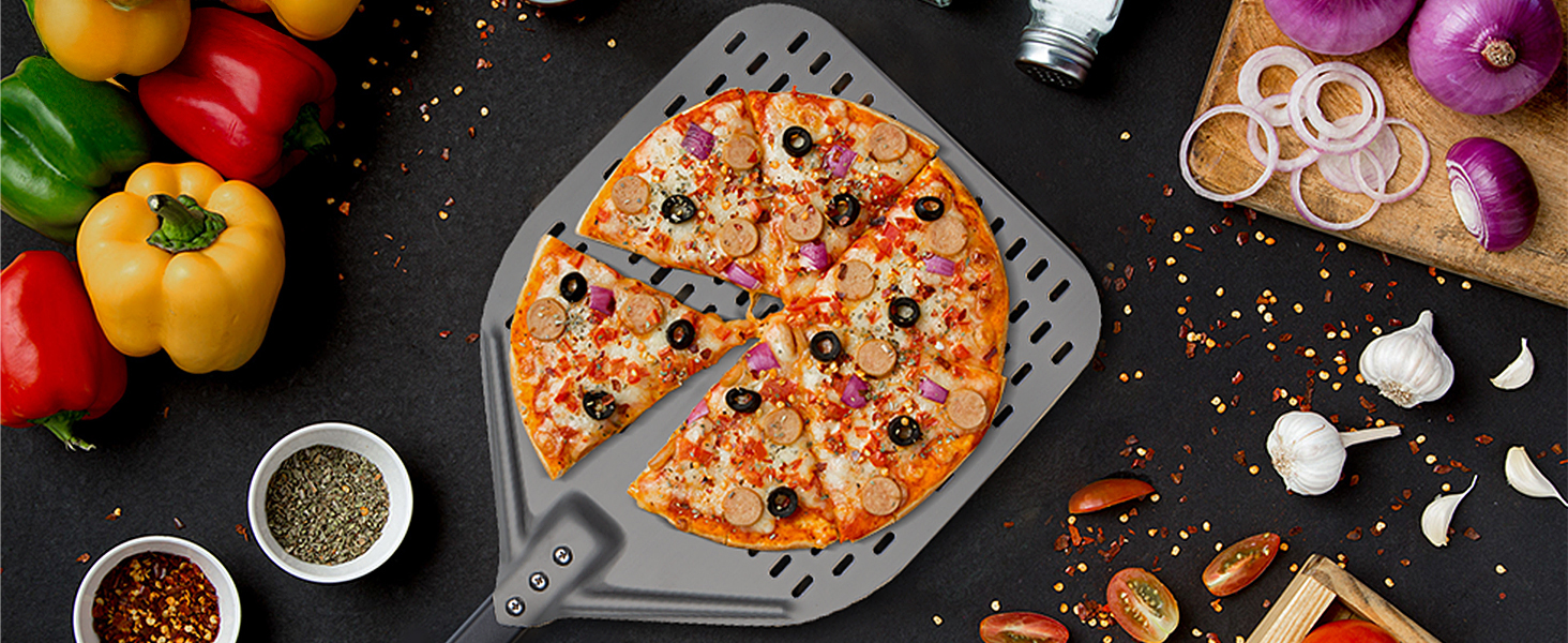 14" x 17" Perforated Pizza Peel 49 Inch overall