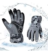 Vgo... 1Pair 0?/32°F Winter Cow Leather Work Gloves, Cold Weather Waterproof Safety Work Gloves,C...