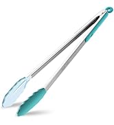 600? Heat Resistant Kitchen Tongs for Cooking with Silicone Tips,Maywe Tanso 17-Inch Stainless St...