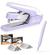 MARSROCK Effortless Heavy Duty Desktop Stapler, 40 Sheet Capacity, 1-Finger Press Stapling, Ergon...