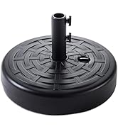 Helios&Hestia 60 lb Heavy Duty Round Plastic Water and Sand Fillable Umbrella Base Stand Weight f...