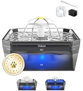 Veken Award-Winning Small Pet-Friendly Cat Water Fountain with Stainless Steel Lid & Quiet Pump, ...