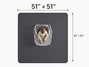 51 Inch Extra Large Splat Mat, 130cm x 130cm Square Floor Mat, Large Coverage for Baby and Toddler