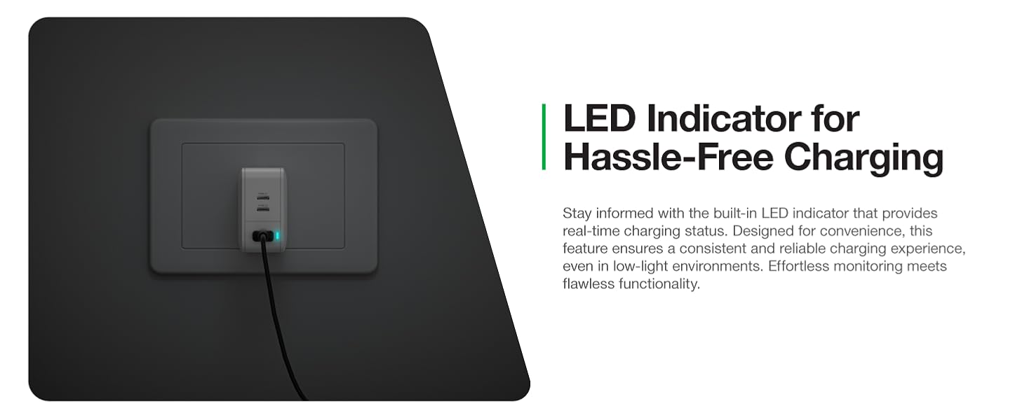 66W Fast Charging Wall Charger with 2 USB C 1 USB A Ports