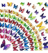 Amaonm 72 Pcs 3D Butterfly Wall Stickers Colorful Butterflies Wall Decor DIY Butterfly Crafts Wal...