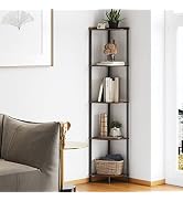 SUNMORY 5 Tier Corner Shelf Stand,Industrial 65" Corner Shelves Display Shelf for Living Room Dec...