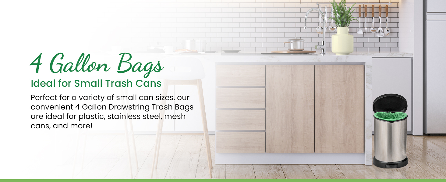 4 Gallon Bags, Ideal for Small Trash Cans