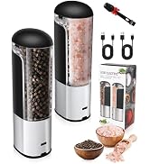 Electric Salt and Pepper Grinder Set Rechargeable for USB, Automatic Adjustable Gravity Pepper Mi...