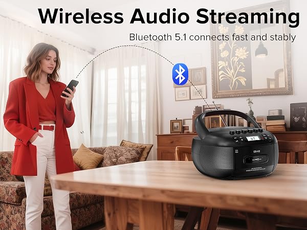 Portable cd bluetooth boombox