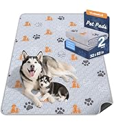 WanpeeGoo Washable Pee Pads for Dogs, 2 Pack Absorbent Reusable Training Dog Pads Pet Puppy Pads,...