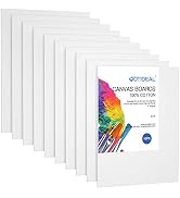 GOTIDEAL Canvas Boards, 8x10 inch Set of 10,Gesso Primed White Blank Canvases for Painting - 100%...