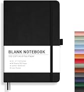 RETTACY Blank Journal Notebook, 192 Pages, A5 Medium Size (5.7'' x 8.3''), Leather Hardcover, 100...